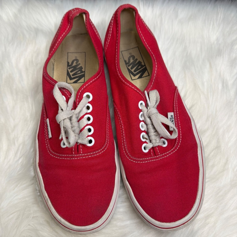 Vans Authentic - Red Classic‎ Lace Up Sneakers Mens 7 Women's 8.5